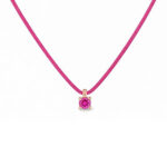 Collana punto luce oro rosa con zaffiro rosa e cordino